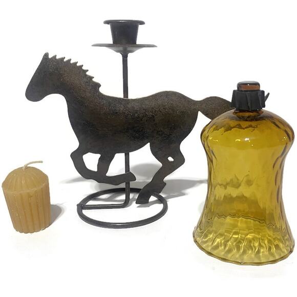 Cowboy Decor Candle Holder Metal Galloping Horse 11.5 Inches Tall - Picture 2 of 6